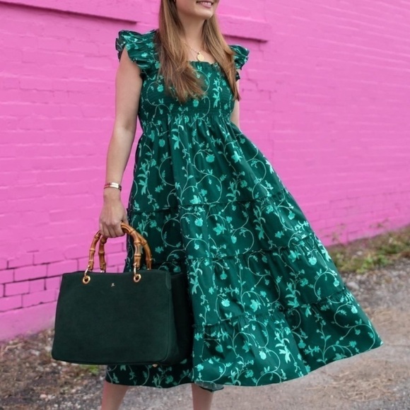 Hill House Home Emerald Botanical Poplin Ellie Nap Dress - Picture 5 of 9